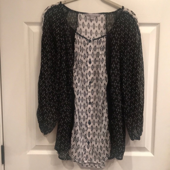 Valerie Stevens 1X button front sheer blouse - Picture 1 of 4